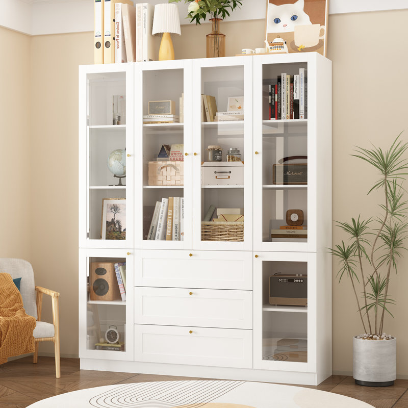 Wayfair white bookcase with doors sales